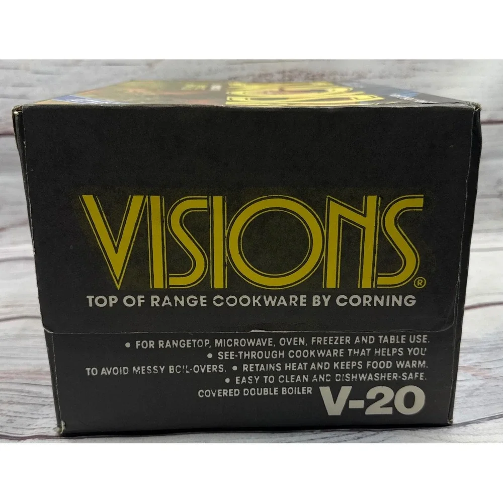 Visions Corning Amber Glass 1.5L Covered Double Boiler V-20 Vintage Cookware